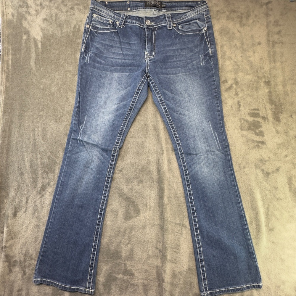 Premiere by Rue21 Embellished Bootcut Jeans Dark Wash Denim Women's Size 13/14R